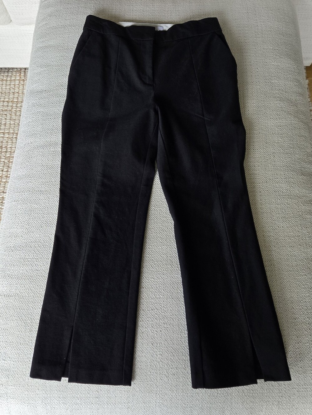 Derek Lam 10 Crosby Cropped Trousers Black 4 Front Hem Slit Pintuck Crease $350